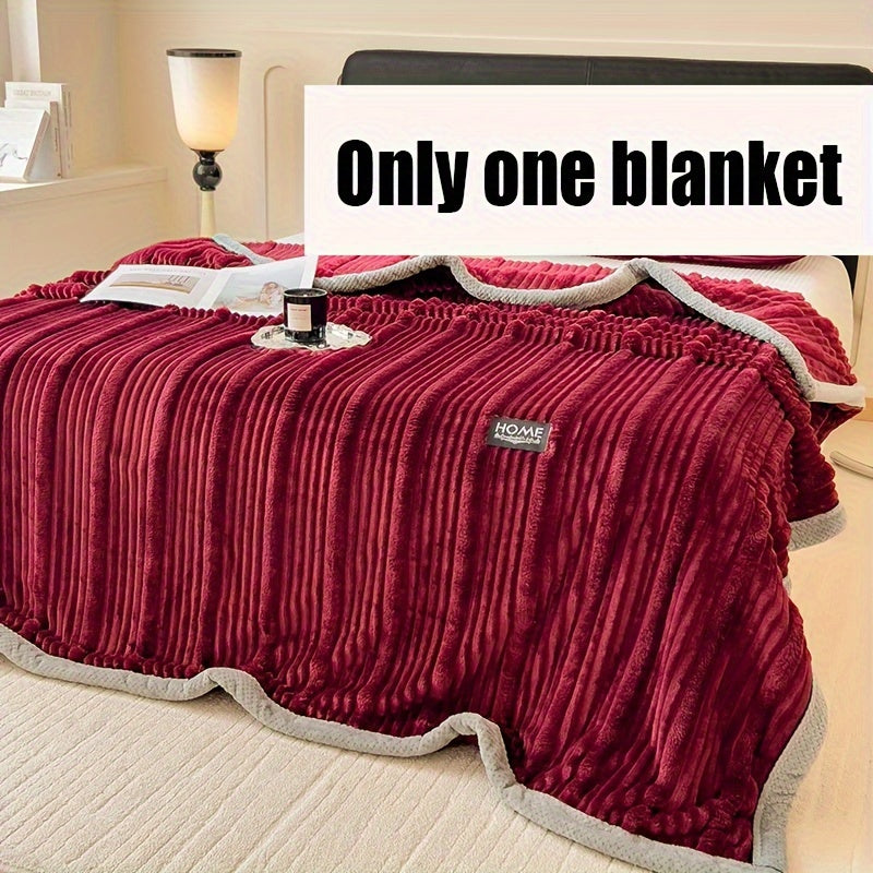 Manta moderna de pelo sintético a rayas para cama y sofá, para todas las estaciones, lavable a máquina