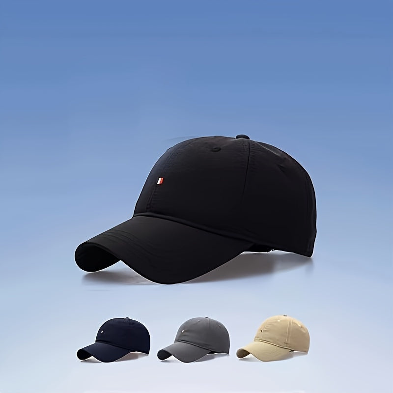 Unisex Embroidered Baseball Cap with Adjustable Strap Quick-Dry Fabric Sun Protection for Outdoor Travel Beach