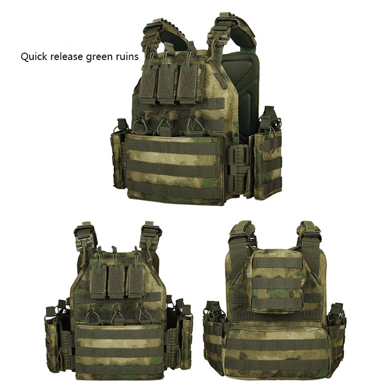 Adult Outdoor Training Vest Water-Resistant Breathable Quick Dismantling Black Polyester