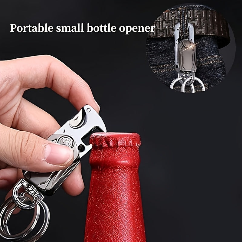 Men's Multifunctional Keychain with Finger Gyro Bottle Opener Phone Holder Gift
