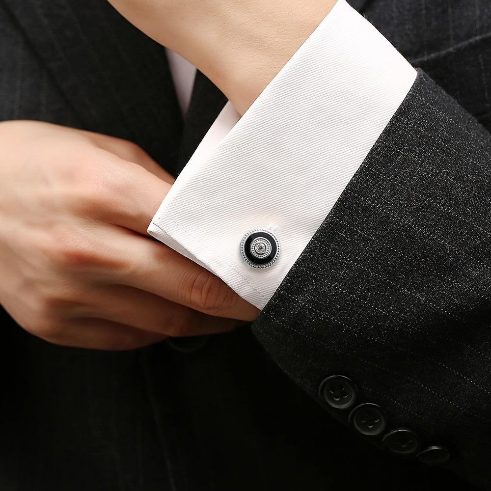 Men's Enamel Cufflinks with Faux Diamond Details Alloy Non-Woven Fabric Pair