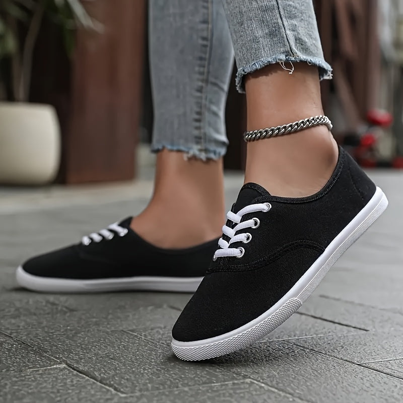Women's Navy Blue Casual Sneakers Lace-Up Low Tops with Round Toe