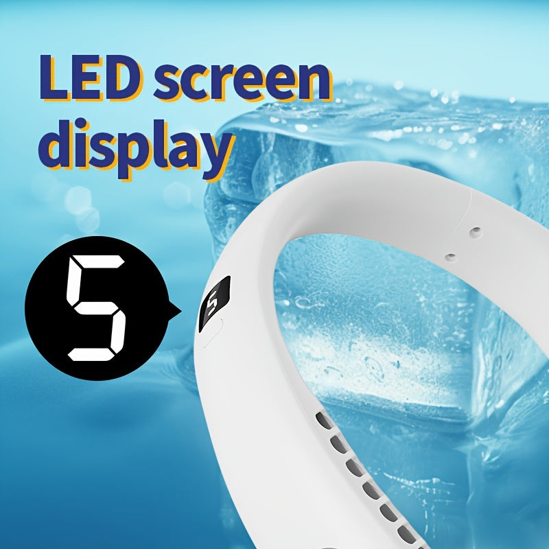 Women's USB Rechargeable Neck Fan with Adjustable Speeds Quiet Fast Cooling