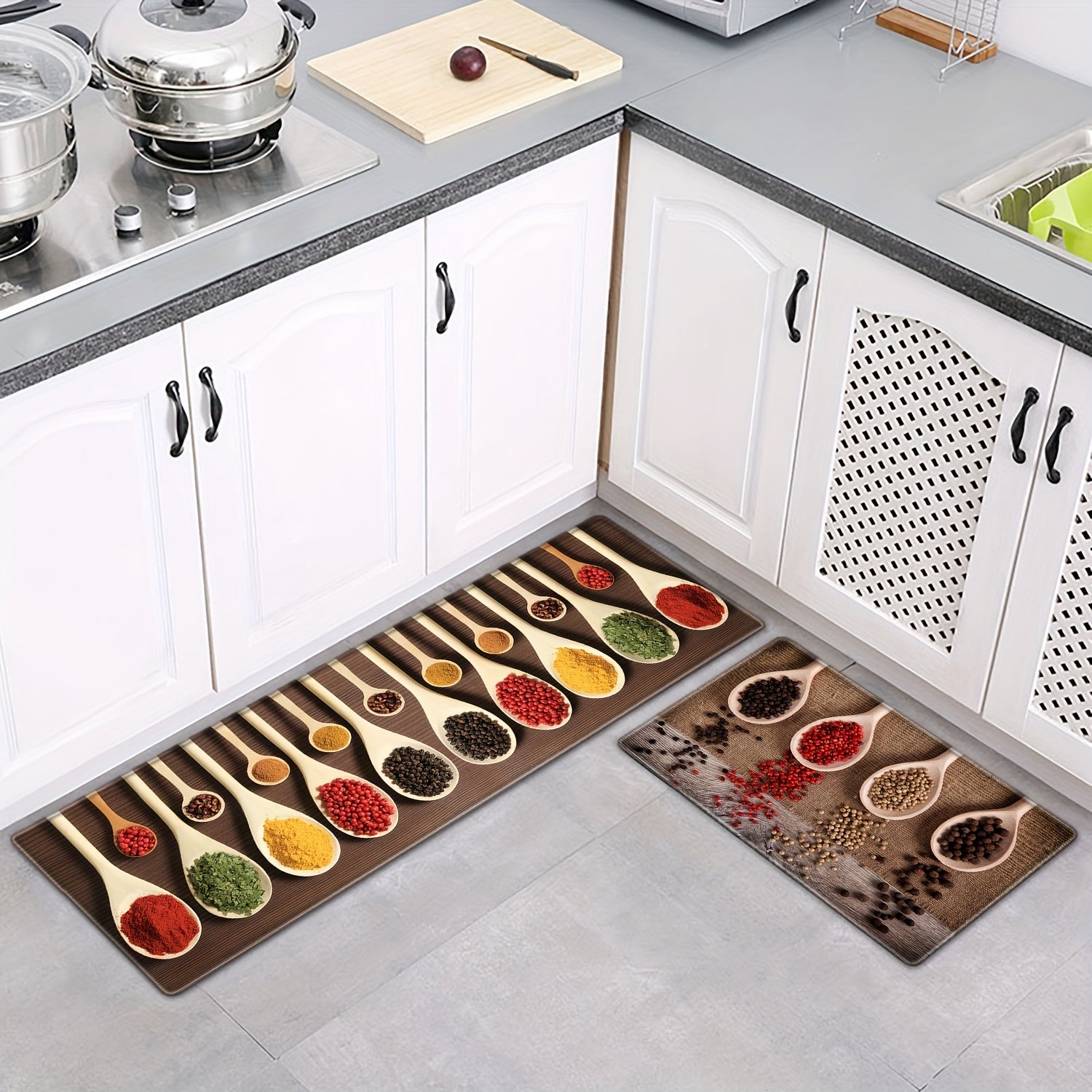 Alfombra de cocina con diseño de madera, tapete lavable para zonas de alto tráfico
