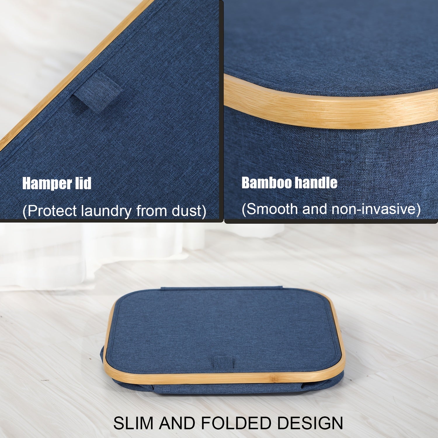 Bamboo Laundry Hamper 60L Foldable Waterproof Collapsible Closet Bathroom Storage