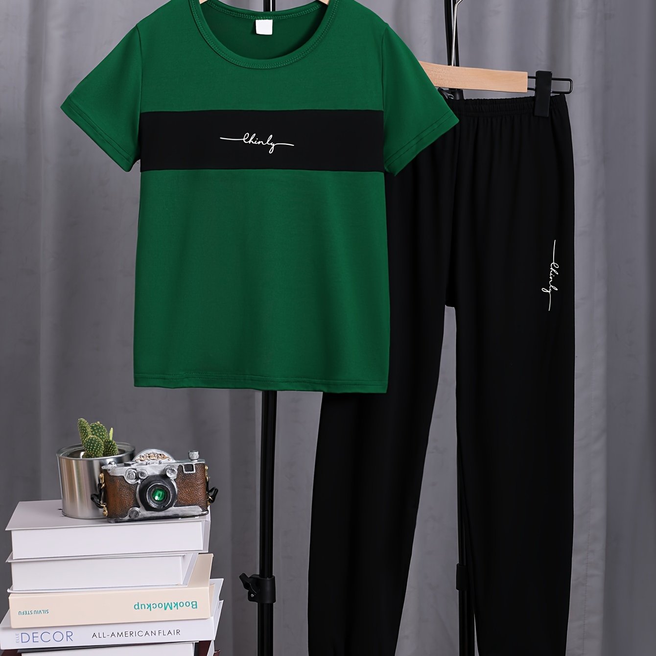 Boys' Casual 2-Piece Set Letter Print T-Shirt and Pants Polyester Spring Autumn