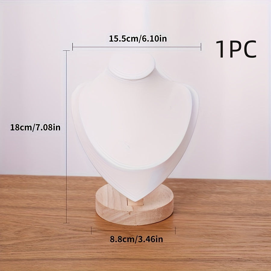 Wood Jewelry Stand for Necklaces with Portrait Neck Mold