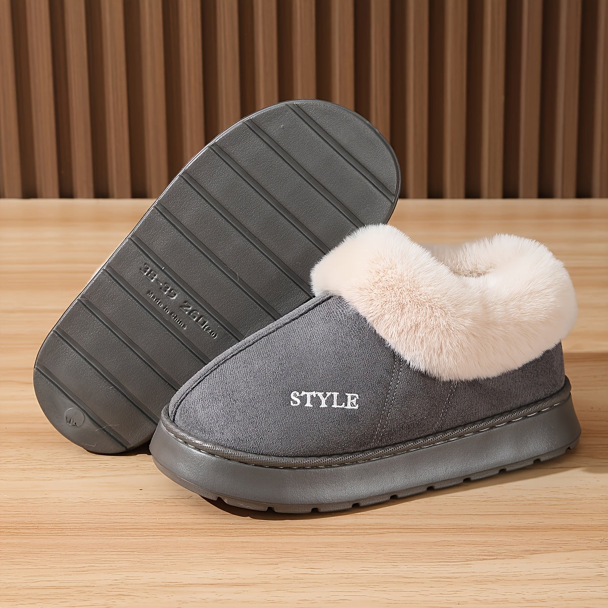 Women Warm Winter Slip-On Loafers Fleece Lined Non-Slip Brown White Beige