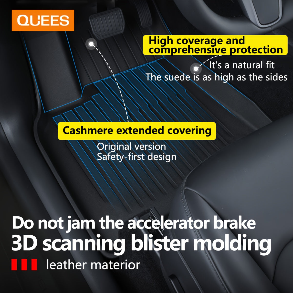 Car Floor Mats for Model Y and Model 3 TPE Durable Floor Liners