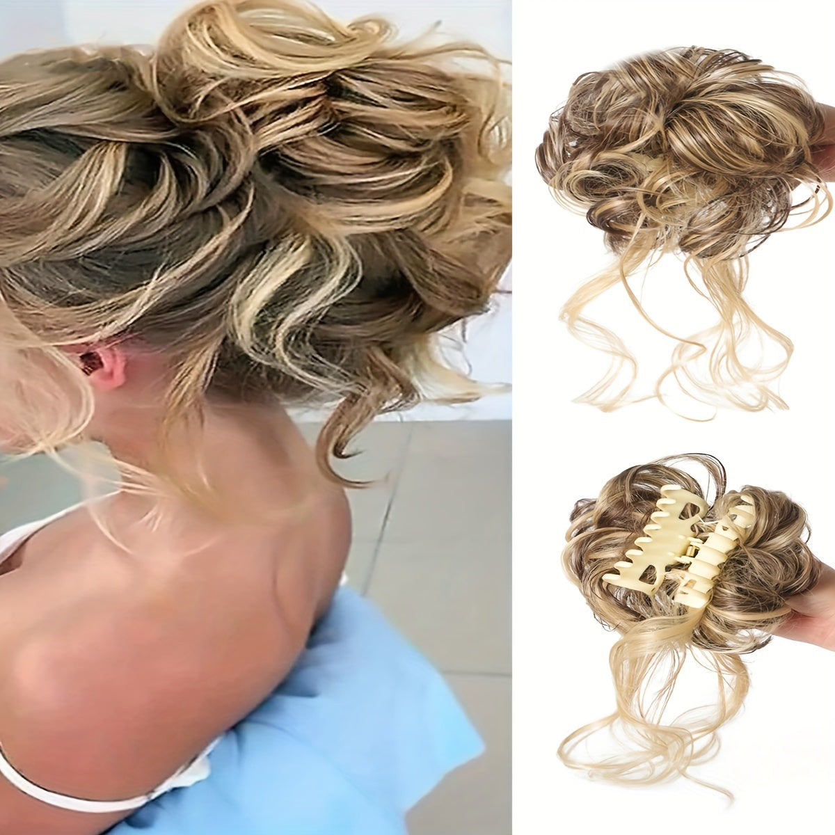 Women's Messy Curly Claw Clip Hair Bun Synthetic Hairpiece for All Occasions