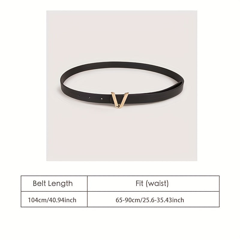 Women's Gold Belt with V-Shaped Buckle Minimalist Fashion Accessory