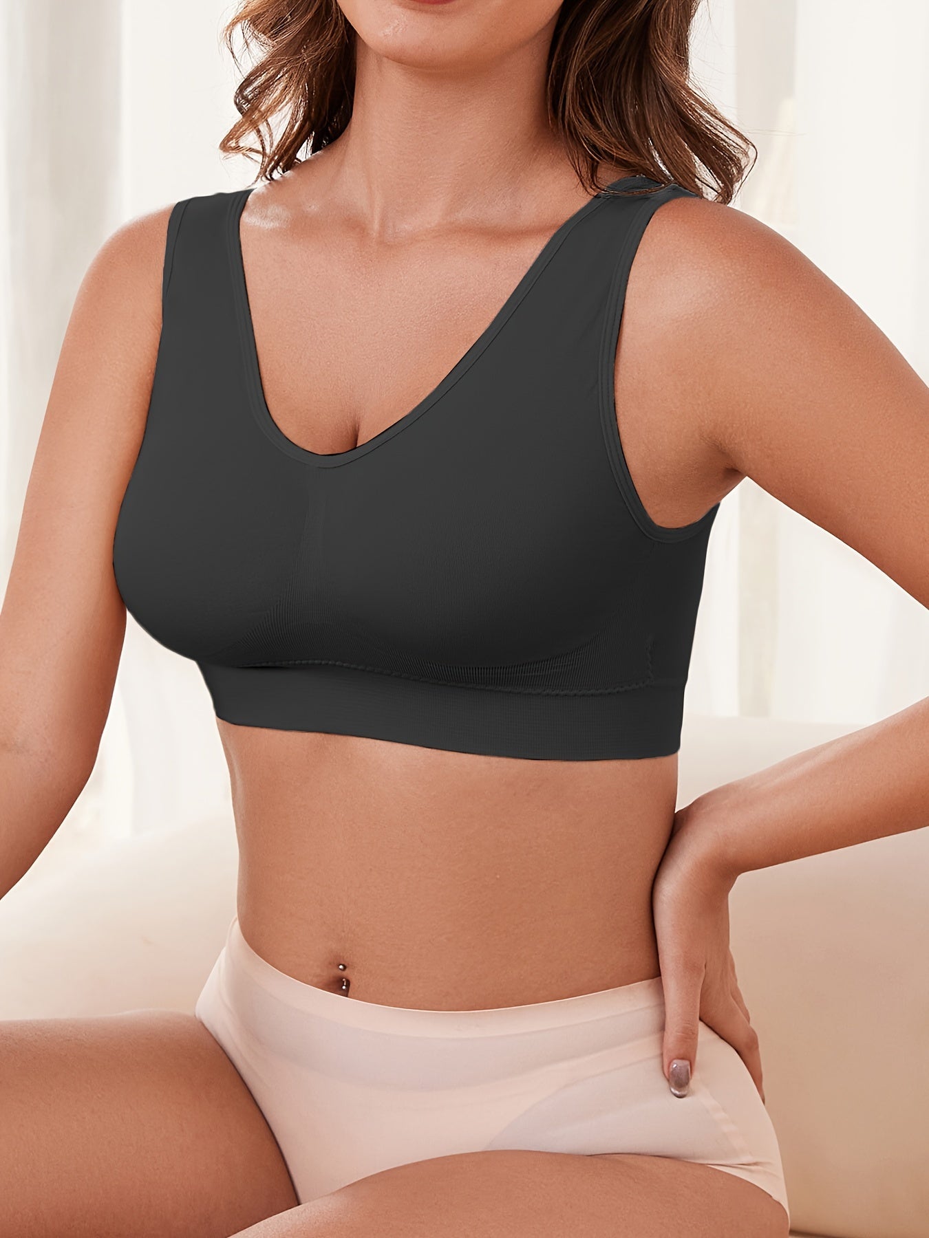 Women's Wireless Sports Bra High Support Yoga Running Push-Up