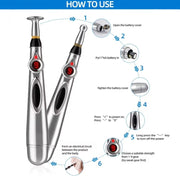 Electric Massage Pen with 9 Modes Digital Display Interchangeable Heads for Back Waist Legs