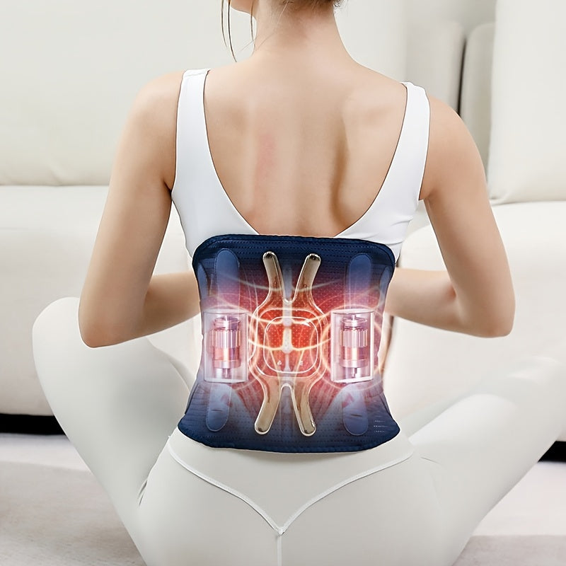 Cordless Graphene Heating Belt with Dual Motor Vibration LED Display Adjustable Temperature USB Rechargeable for Abdomen Neck Legs