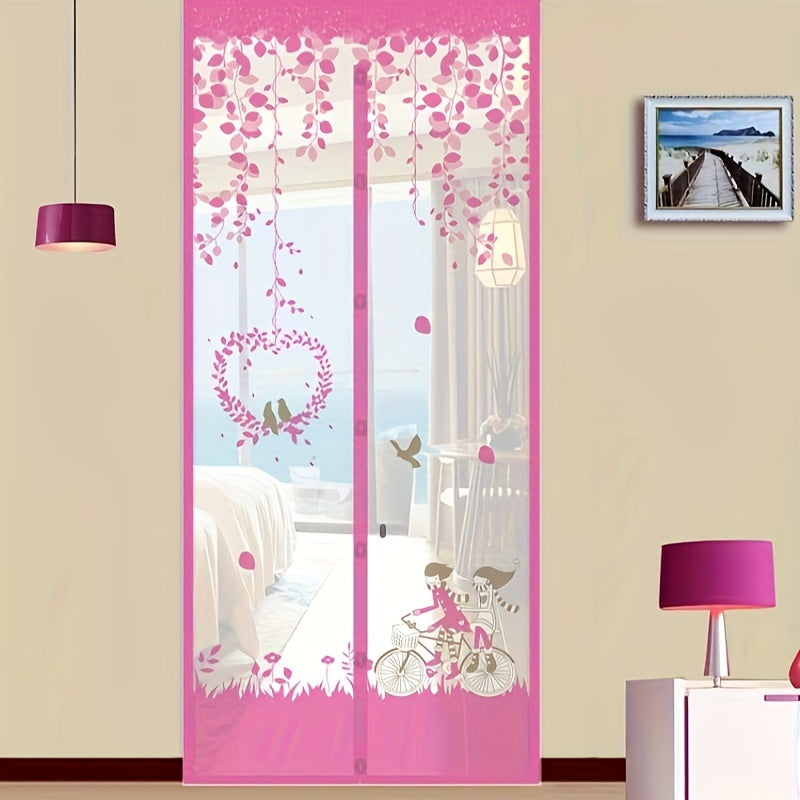 Woven Nylon Magnetic Screen Door with Self-Sealing Mesh Curtain for Pets and Kids