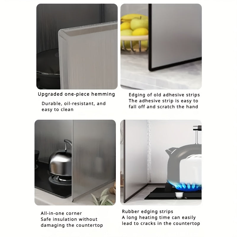 Stainless Steel Kitchen Backsplash Guard Heat-Resistant Anti-Splash for Home and Restaurant