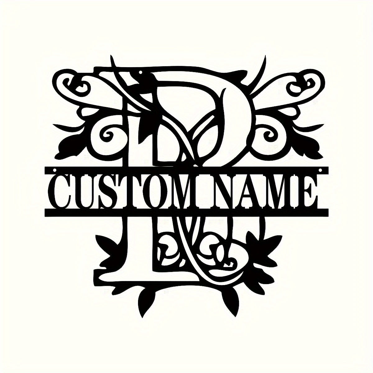 Shaxsiylashtirilgan Metall Devor San'ati - Bo'lingan Lala Monogram Dizayni - Moslashtiriladigan Temir Oila Ismi Belgisi, Uyga Ko'chish, Rojdestvo, Thanksgiving, Bitiruv va 4-Iyul Sovg'alari uchun Mukammal