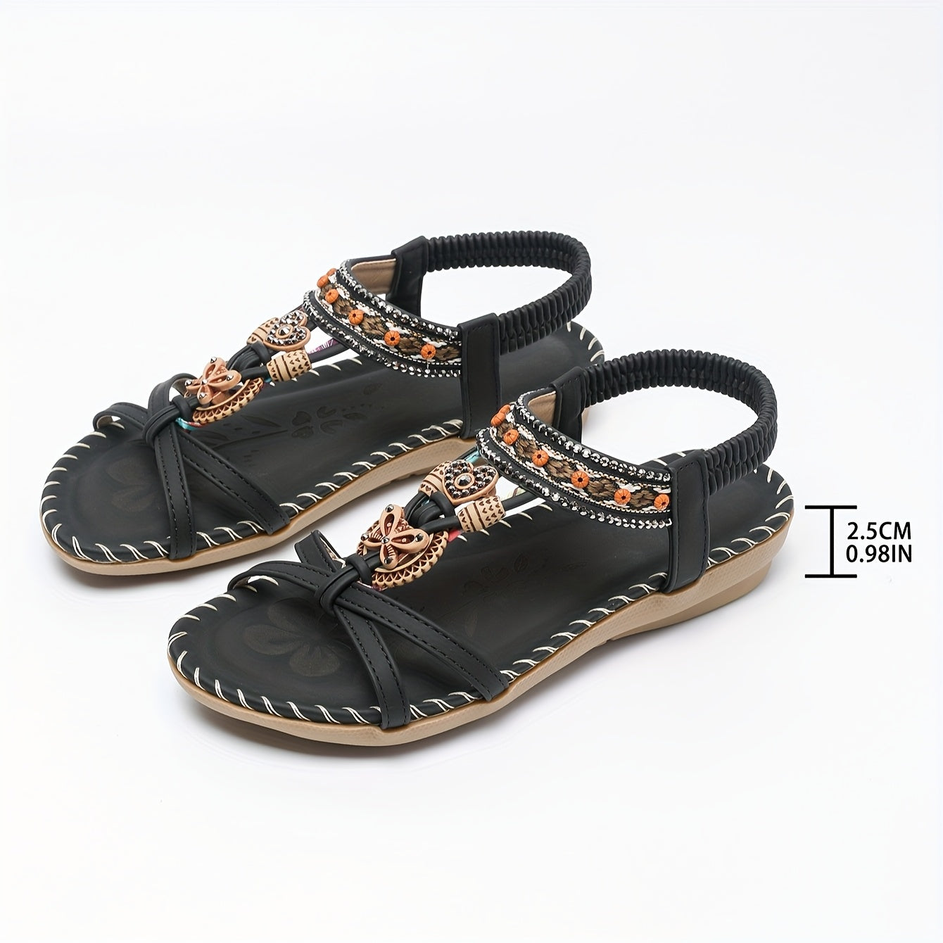 Women's Boho Summer Sandals Faux Cover Rhinestone Braided Strap