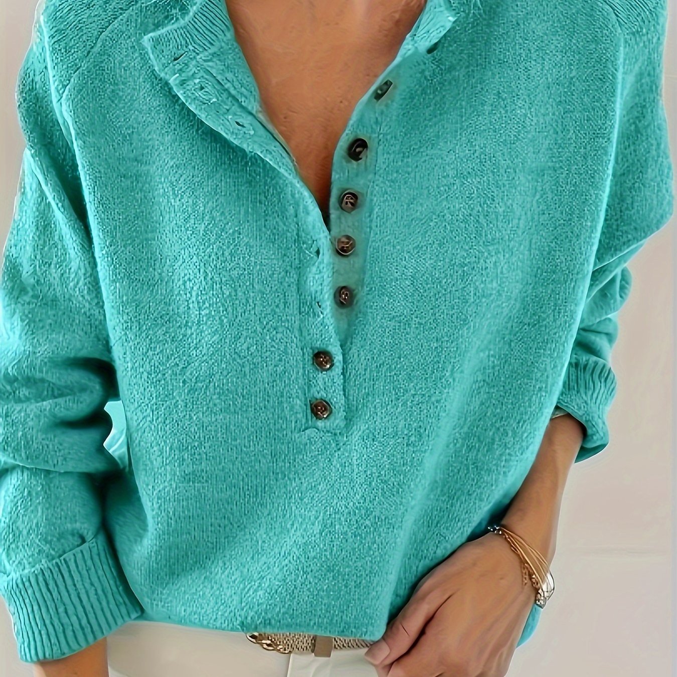 Plus Size Knitted Sweater Long Sleeve Casual Pullover Fall Winter Women