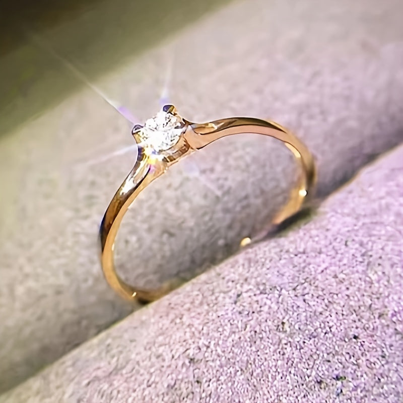 Women's Silver Ring with White Zirconia Inlay Elegant Finger Jewelry