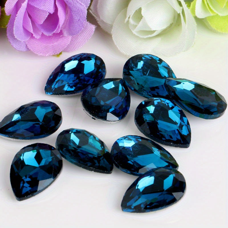 Set of 30 Vibrant Teardrop Rhinestones for Jewelry Making in Assorted Colors