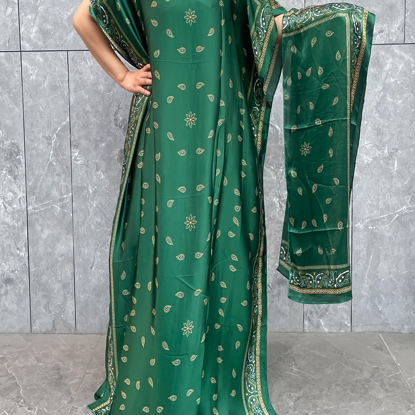 Plus o'lcham polyester kaftan kiyimi uzun qo'lqopli erkin fit tunik barcha mavsumlar uchun kundalik