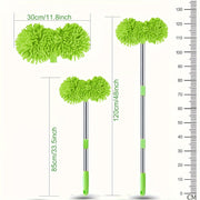 Cepillo de microfibra verde para lavado de coches con mango largo y cabeza ajustable