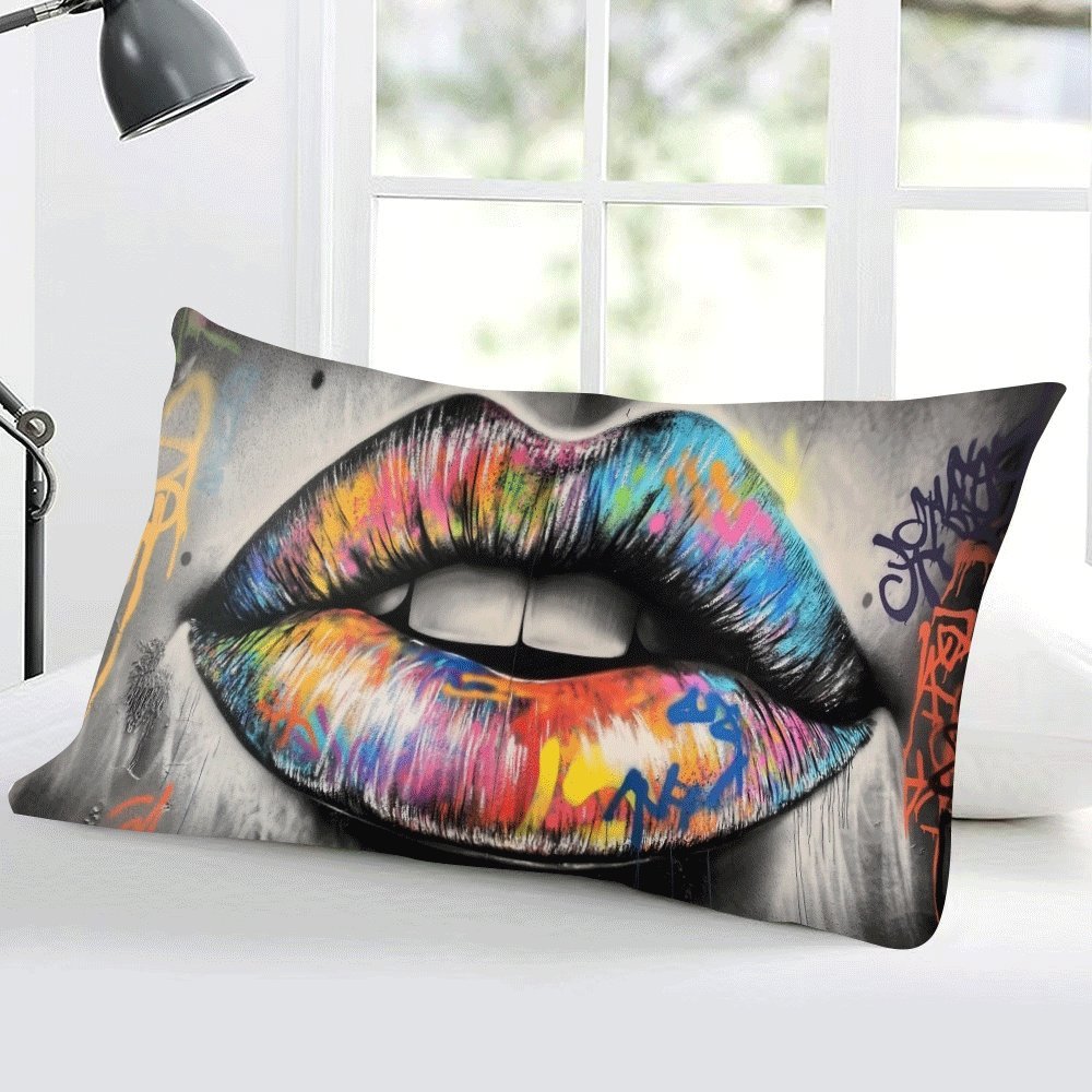 Abstract Graffiti Lips Pillow Cover 50.8x30.48 cm Decorative Throw Pillowcase Zipper Washable