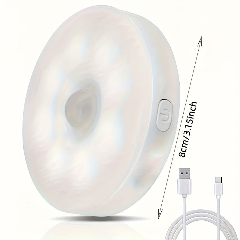 Magnetic LED Motion Sensor Lights 3-Pack USB Rechargeable Dimmable White Warm White