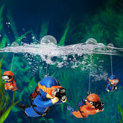 Set of 4 ABS Floating Diver Fish Tank Decor with Bubbles