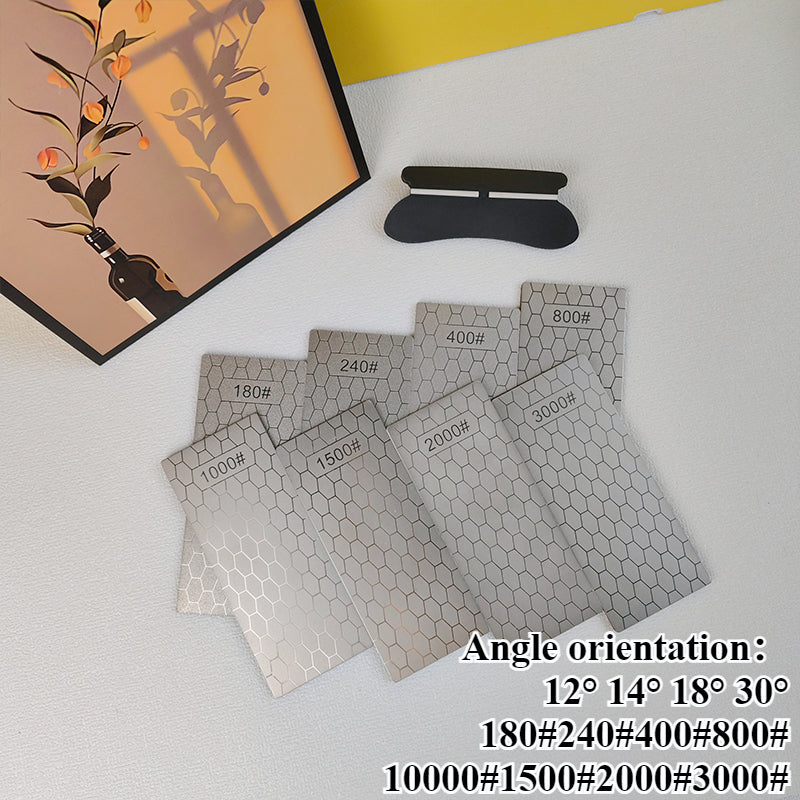 9pcs Honeycomb Diamond Grinding Pads for Knife and Scissor Sharpening Non-slip Base