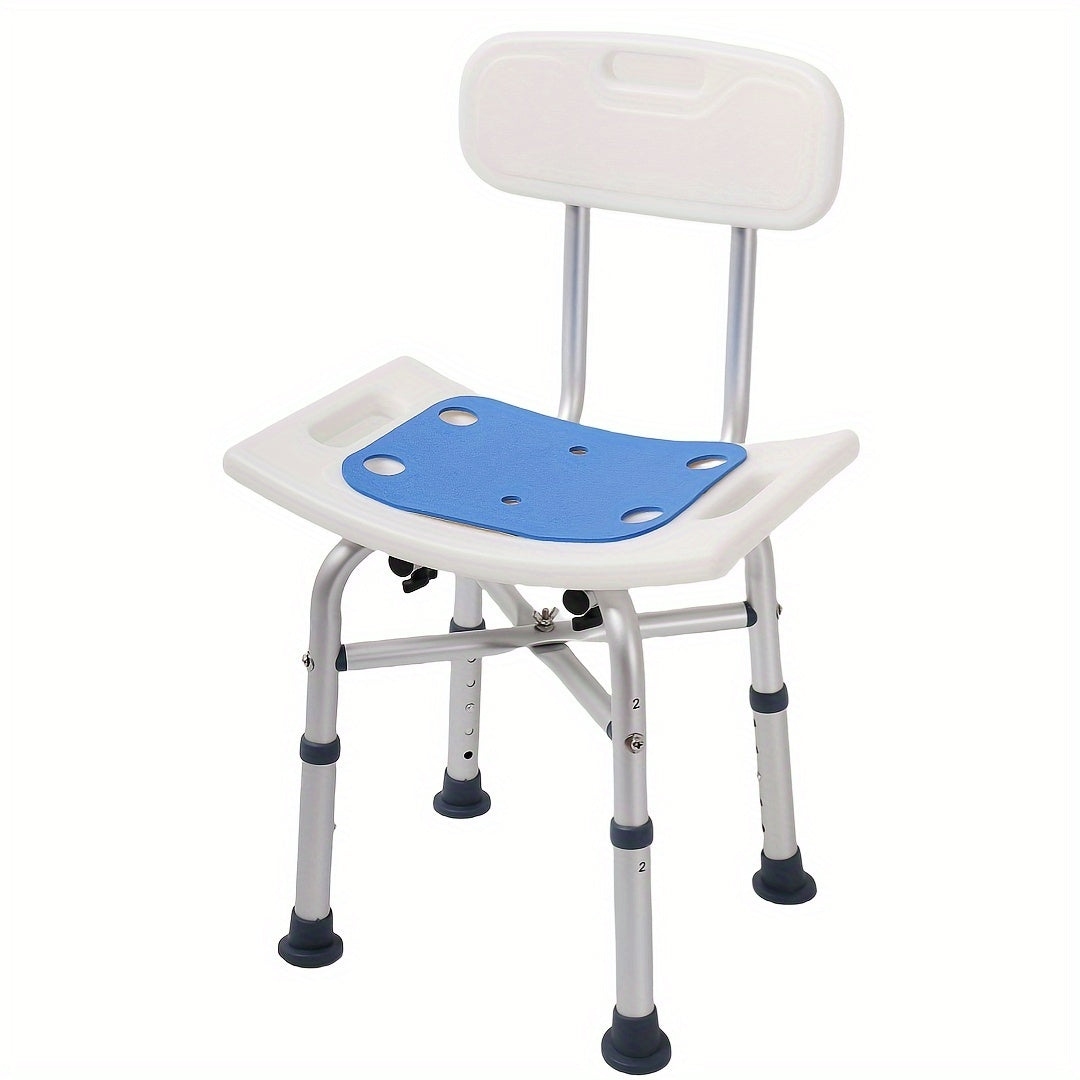 Adjustable Shower Stool with Backrest for Seniors and Disabled Adults Supports Up to 199.58 KG