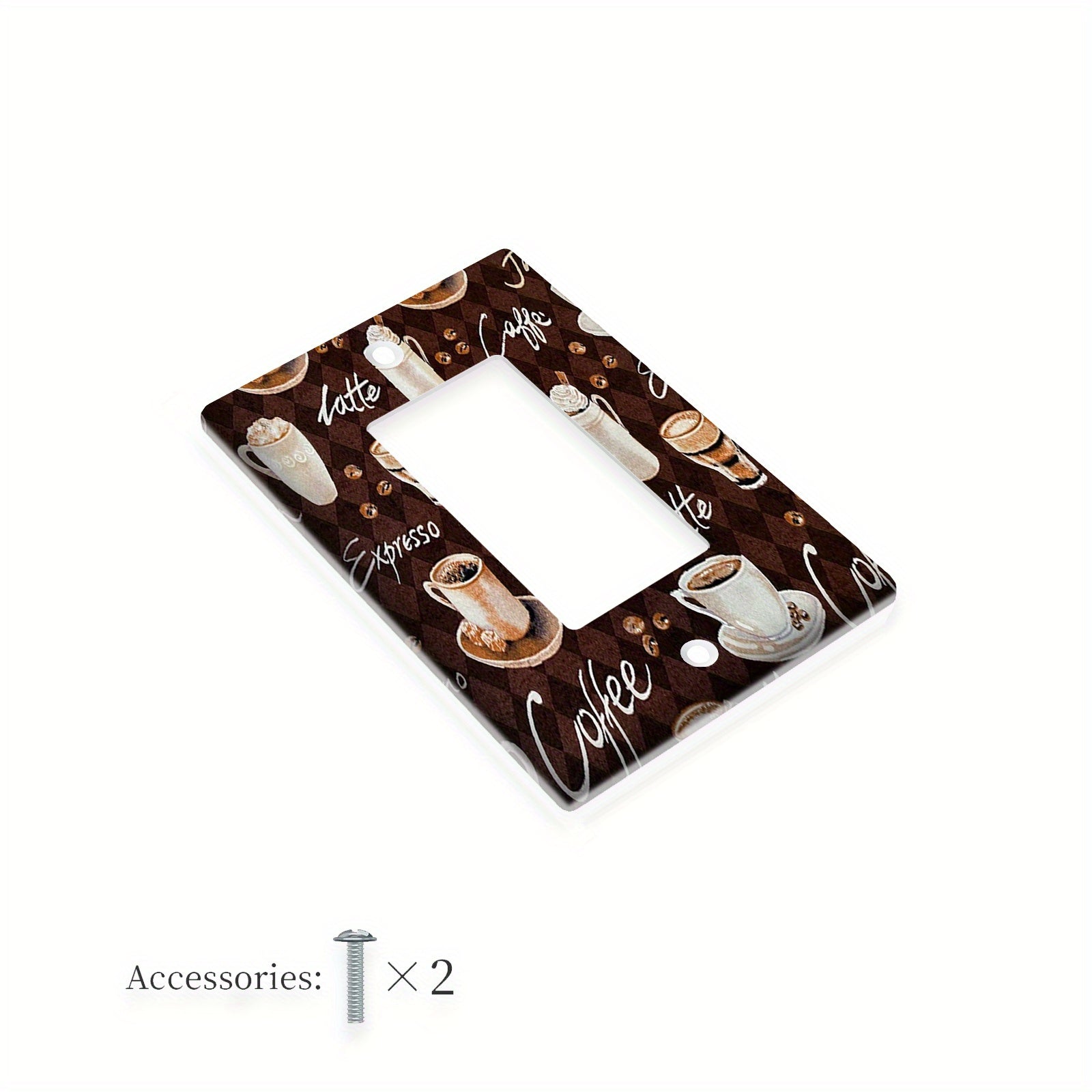Крышка для стеновой розетки с кофейной тематикой, оформленная латте-артом на коричневом фоне, идеально подходит для декора кухни и спальни. Доступна в вариантах на 1 и 2 гнезда.