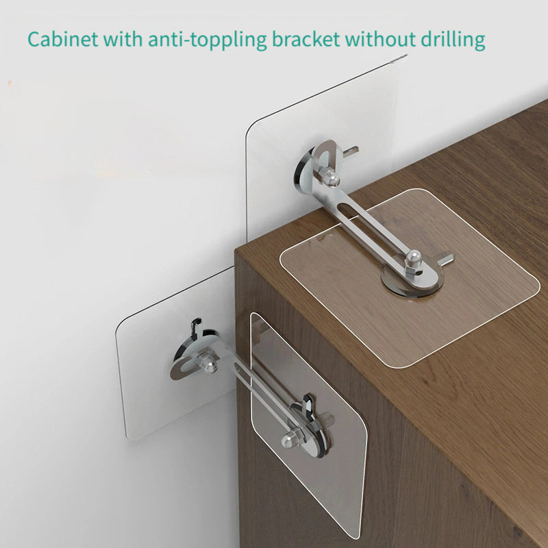 Set of 2 Anti-Tipping Furniture Fixing Devices for Cabinets and Wardrobes