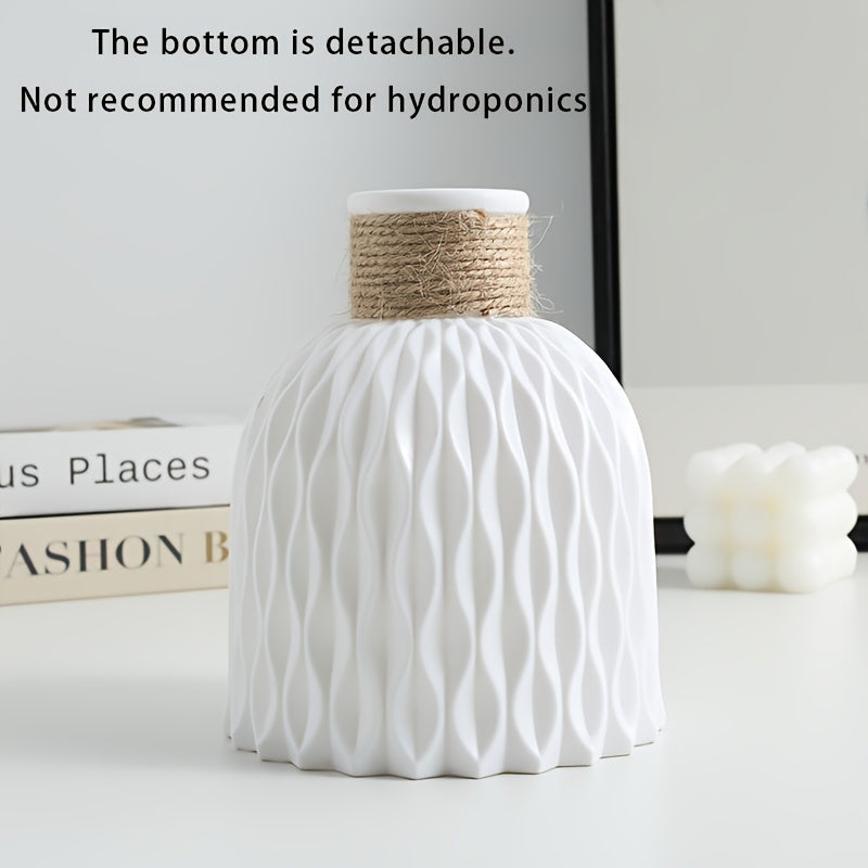 Geometric Ripple Vase Pink White Gray with Bamboo Lid for Living Room and Dining Table