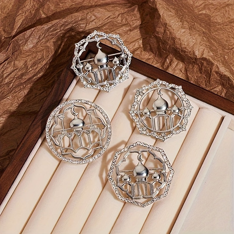 Vintage Round Rhinestone Brooch with Synthetic Pearl and Southeast Asian Charm