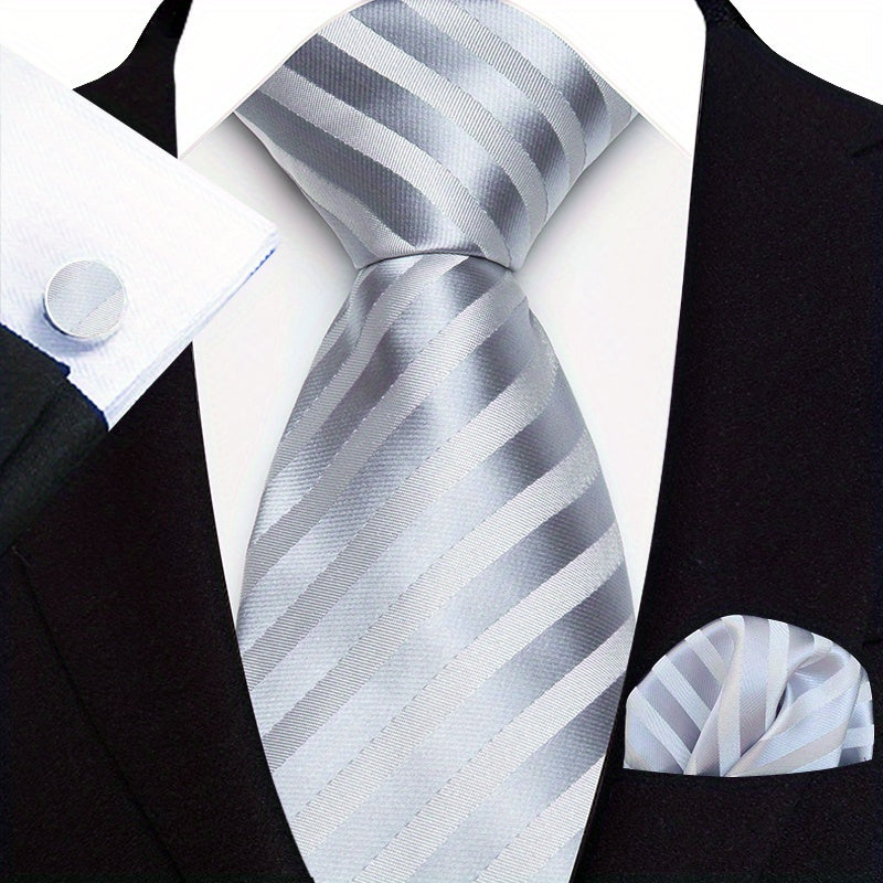 Men's Three-Piece Suit Set with Paisley Tie Pocket Towel and Cufflinks