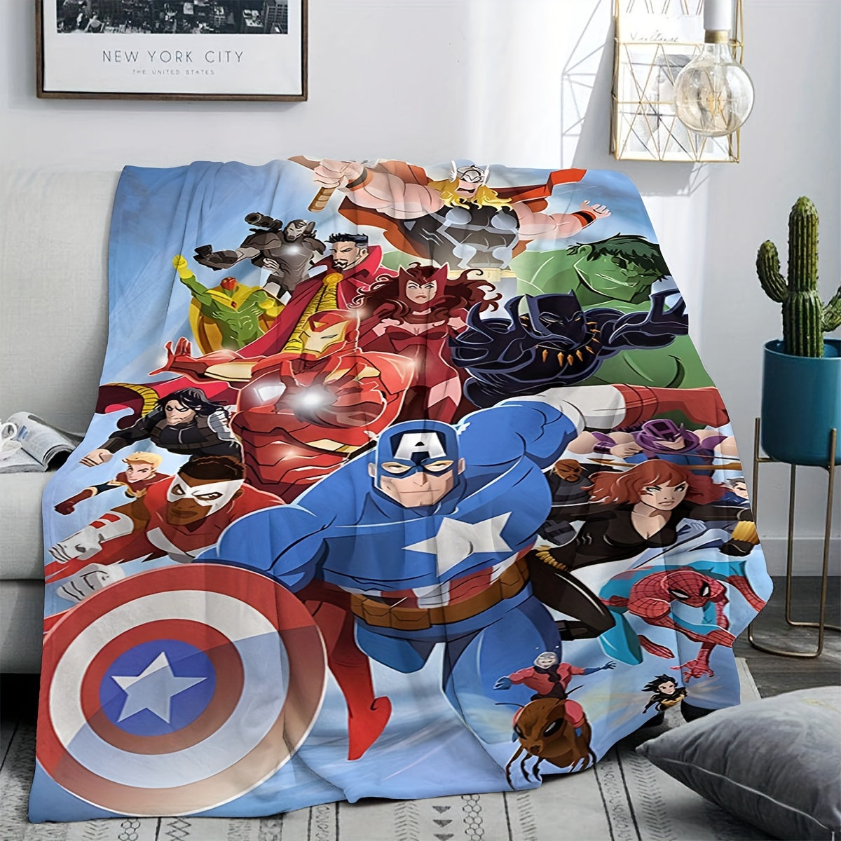 Superhero Throw Blanket for Kids and Adults Soft Cozy Lightweight Multicolor