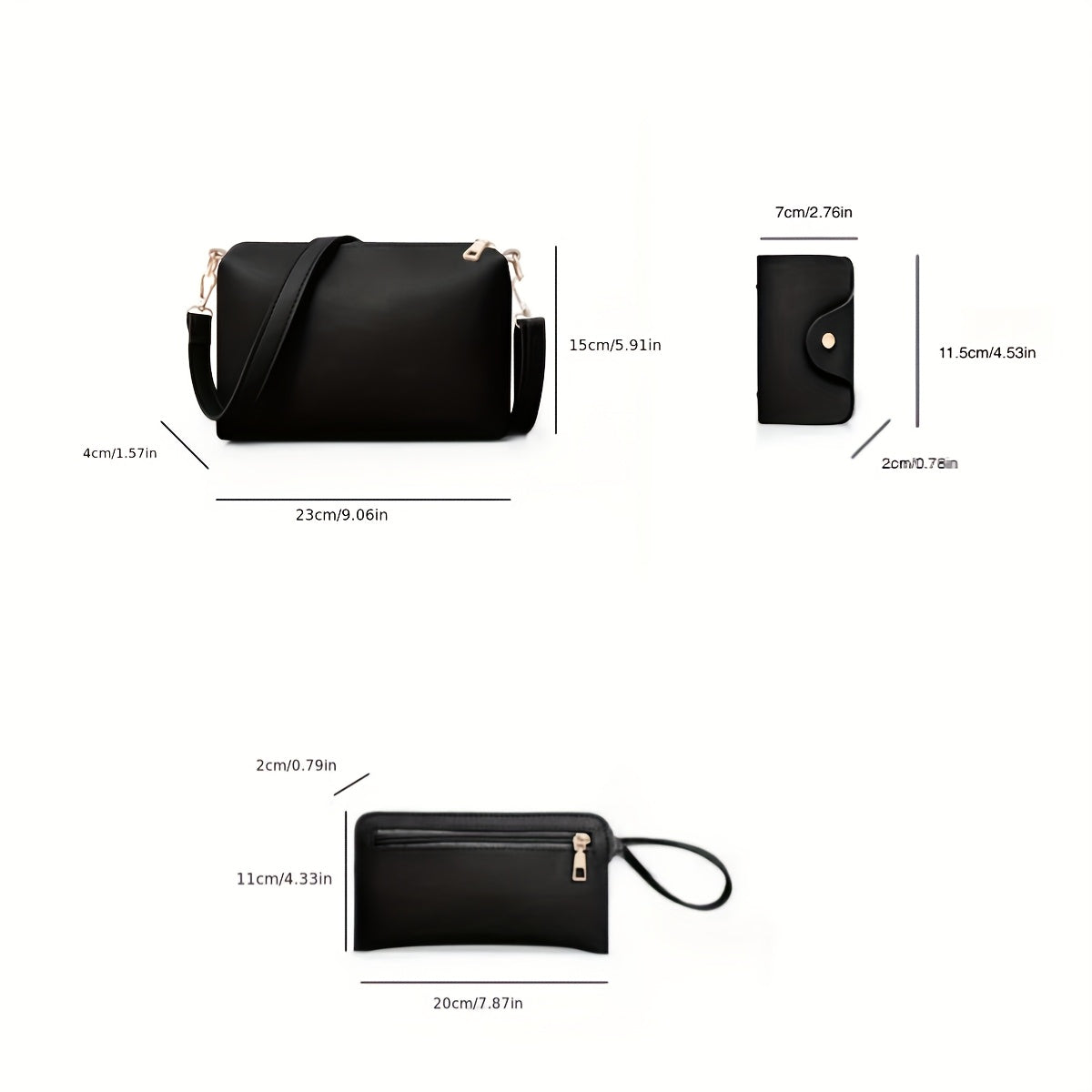 Yagona yelka kesilgan sumka moda to'rt dona to'plami.