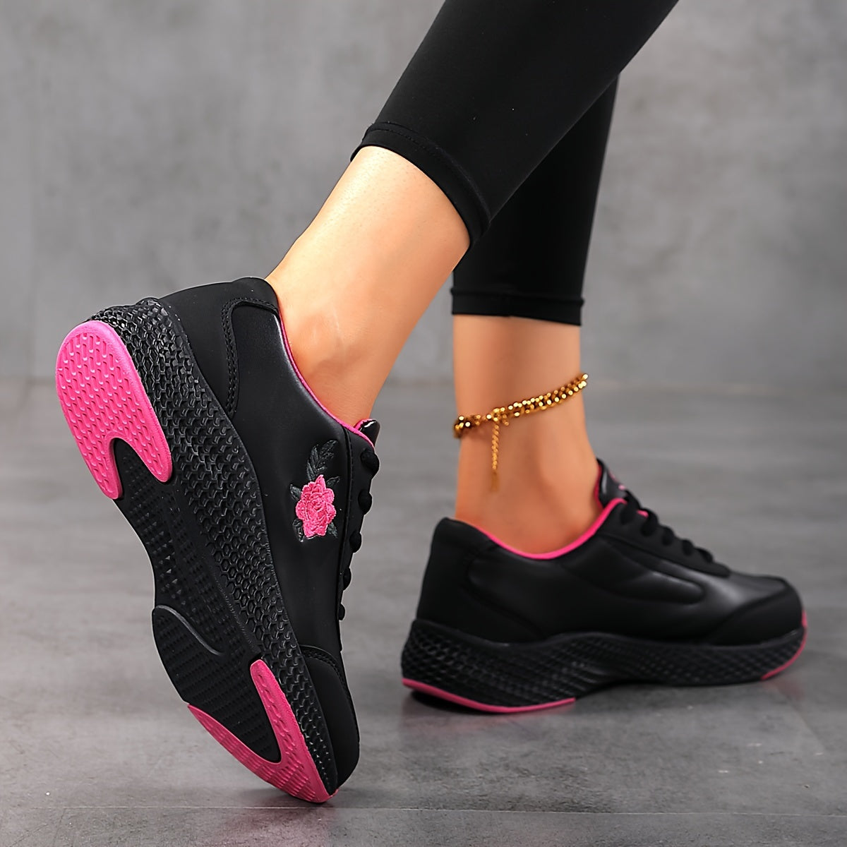 Женские плоские кроссовки дышащие на шнуровке повседневные обувь для прогулок с цветочным узором