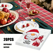 20 Disposable Christmas Santa Placemats, 9.84x24.99cm, Festive Party Decor