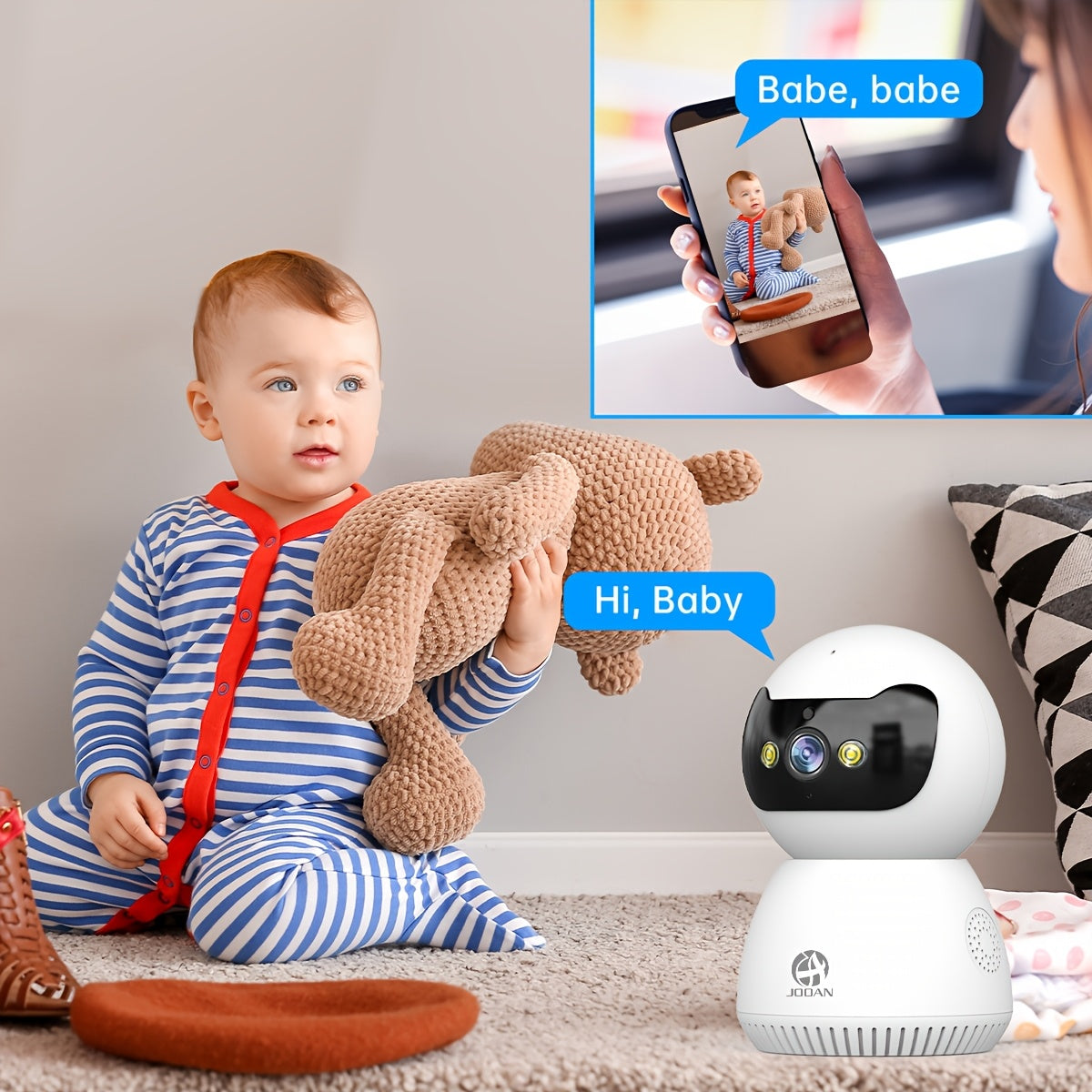 Wireless WiFi Smart Camera with Motion Detection Night Vision Two-Way Audio 355° Pan