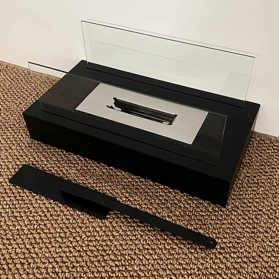 Универсальный металлический камин для внутреннего и наружного использования, который можно использовать на террасе, балконе или в гостиной. Уютная настольная очаговая чаша с галькой