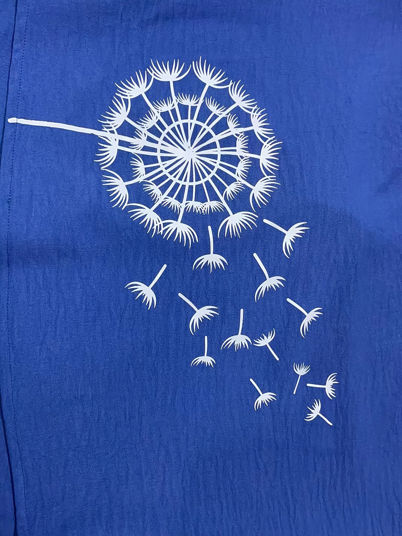 Conjunto de pijama boho con estampado de diente de león para mujer, con top de manga corta y pantalones cortos de pierna ancha y largo cropped