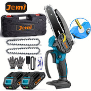 Mini motosierra inalámbrica de 6 pulgadas con 2 baterías, bloqueo de seguridad, ligera para cortar madera