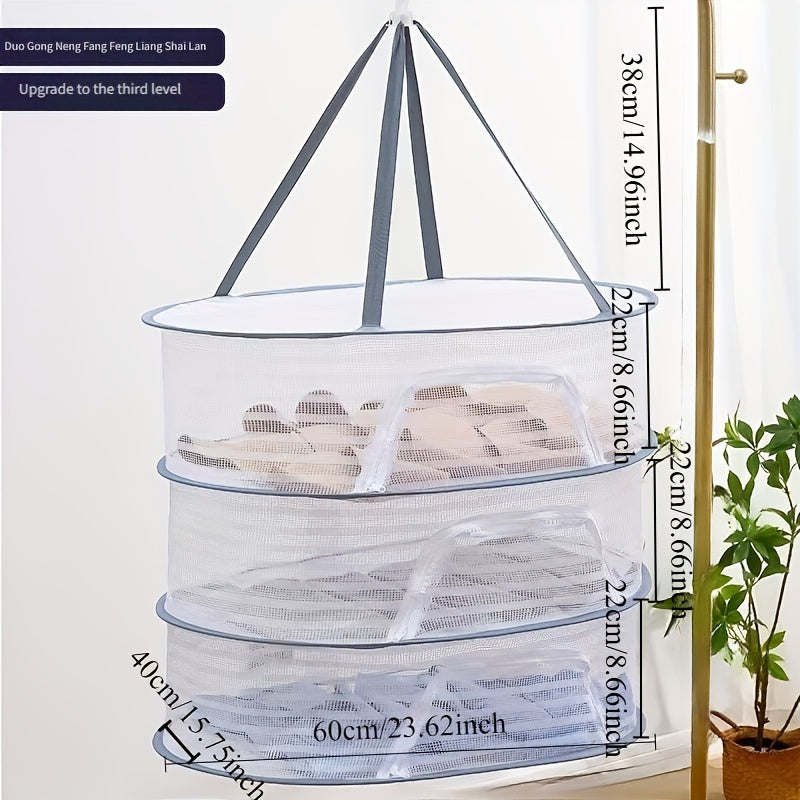 3-Qavatli Tarmoq Quritish Racki O'zini O'zi O'zgaradigan Yashil O'simliklar Meva Sabzavotlar Kiyimlar Saqlash Parvozga Qarshi Oson Tozalash Oq yoki Vanil