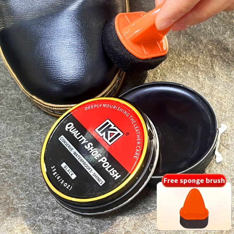 Leather Shoe Care Kit With Polishing Sponge And Wax in Black Brown or Universal