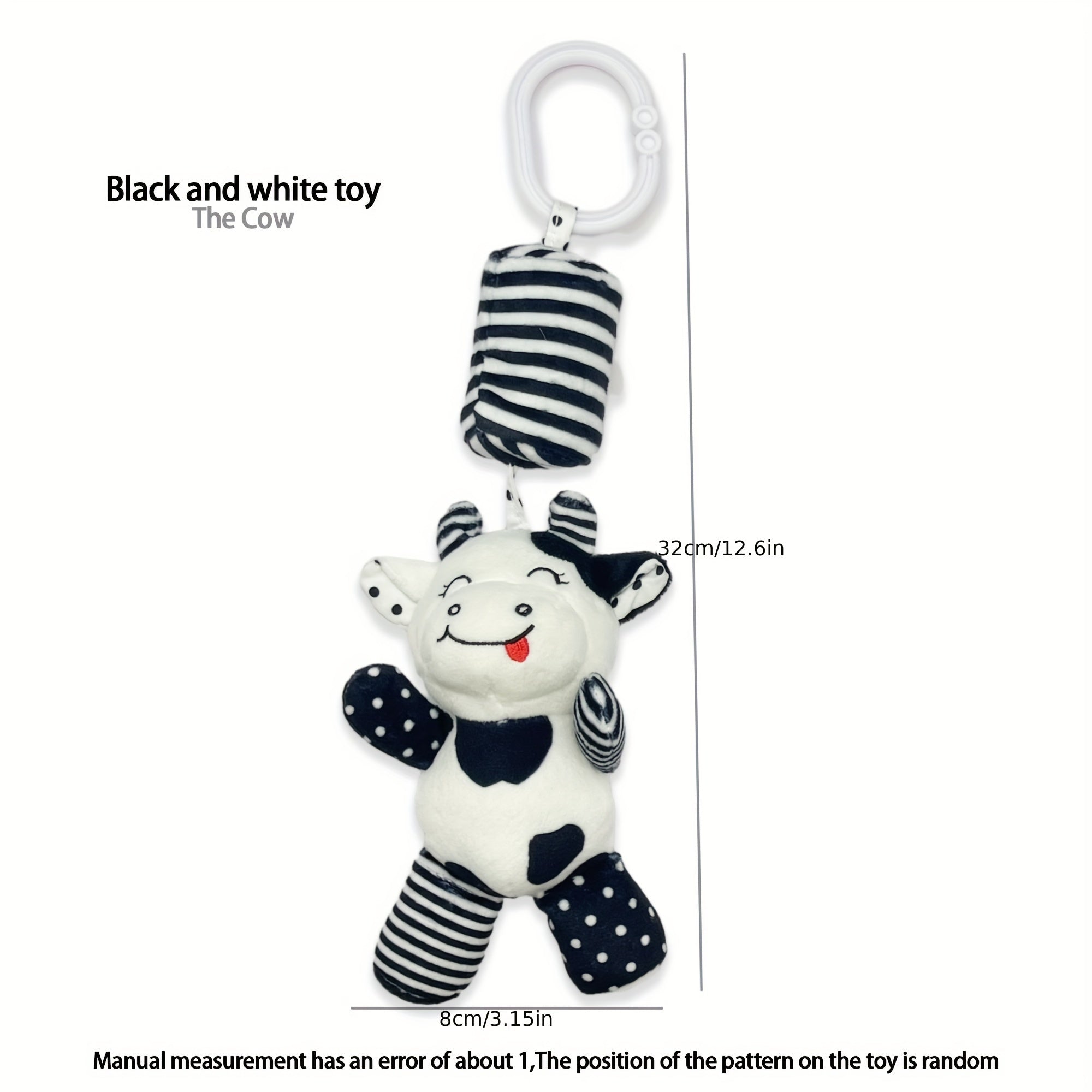 Baby Black and White Wind Chime Bed Decor for Newborns Car Pendant Plush Rattle Visual Training Bell