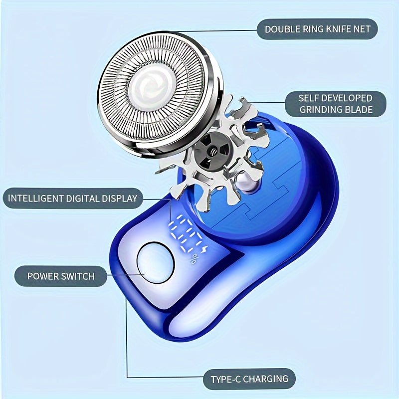 Men's Rechargeable Cordless Rotary Shaver Mini Electric Razor Compact USB Charger