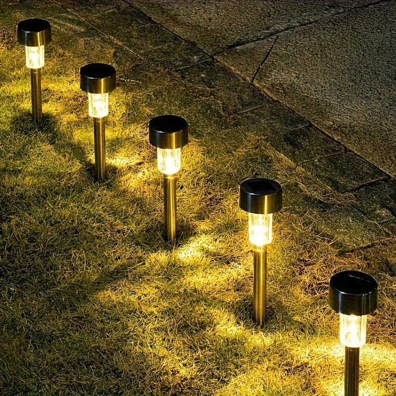 10-Pack Stainless Steel Solar LED Pathway Lights for Outdoor Garden Yard Lawn